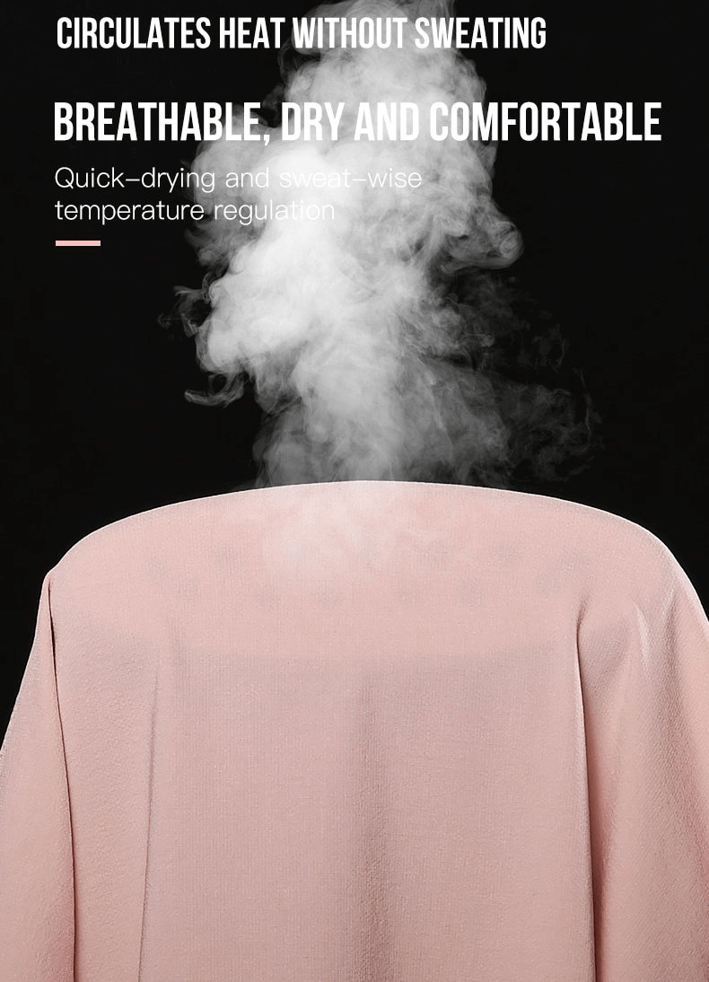 Pink waterproof sports jacket with steam, highlighting breathable, dry comfort and quick-drying superior temperature regulation.